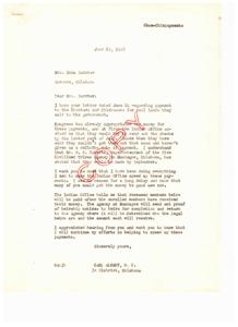 Delayed Payments to Choctaws and Chickasaws for Coal Lands: A Letter from Carl Albert, 1949-06-29