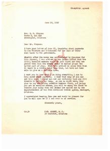 Correspondence regarding Payments to the Choctaws and Chickasaws for Coal Lands Sale, 1949-06-28