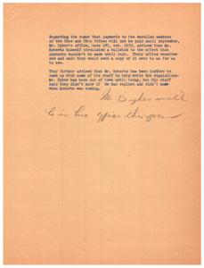 Delay in Payments to Choc and Chic Tribes: Clarification and Further Actions, 1949-01-01 - 1949-12-31