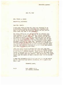 Payment Updates for Choctaw and Chickasaw Coal and Asphalt Land Sales, 1949-06-27