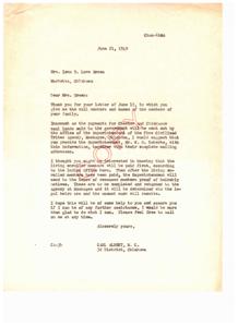 Correspondence Regarding Payment for Choctaw and Chickasaw Coal Lands Sale, 1949-06-21