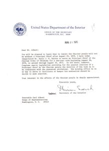 Reappointment and Appreciation: Correspondence Regarding the Choctaw Nation, 1970-08-24