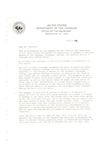 Legislation to Repeal the Choctaw Termination Act: Memorandum to Chairman Aspinall, 1970-01-01 - 1970-12-31