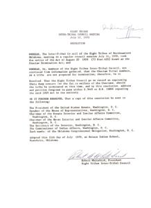 Resolution Against Choctaw Termination Act: Eight Tribes Inter-Tribal Council Meeting, 1970-07-11
