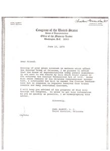 Repeal of the Choctaw Termination Act, 1970-06-15