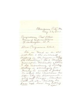 Advocating for the Choctaw Tribe: A Letter to Congress, 1970-09-11