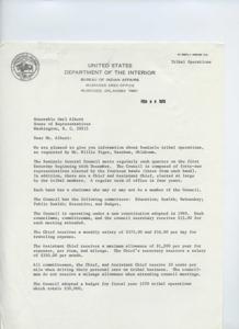 Correspondence on Seminole Tribal Operations between Bureau of Indian Affairs and Honorable Carl Albert