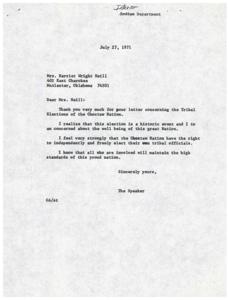 Correspondence Regarding Choctaw Tribal Election in 1971, 1971-06-20