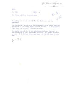 Message Regarding Substantive Requirements in Tribal Election Procedures, 1970-10-22
