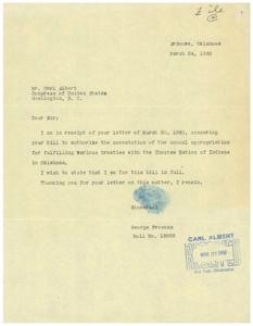 Education and Spiritual Culture: A Letter from the Principal Chief of Choctaw Nation, 1950-04-03