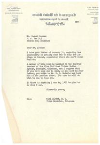 Part-Time Physician Position in Atoka: Correspondence from Carl Albert, M.C., 1950-02-09