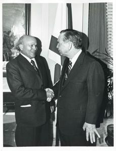 Carl Albert in various poses with unidentified people., 1950-01-01 - 1976-12-31