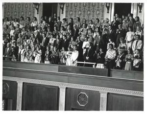 Unidentified people watching the Joint Session of Congress with Juan Carlos of Spain. June 6, 1976, 1976-06-06
