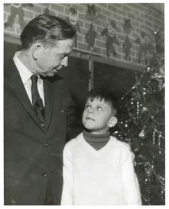 Carl Albert standing with a young boy. March of Dimes, 1968, 1969-01-01 - 1969-12-31