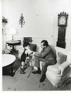 Richard M. Nixon with Tracy Greenwood in the Oval Office. February 1969, 1969-02-01