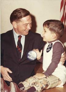 Carl Albert with Tracy Greenwood. March of Dimes, 1969, 1969-01-01 - 1969-12-31