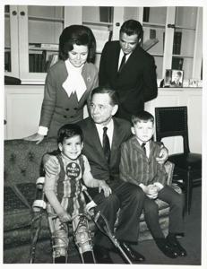 Carl Albert with Tracy Greenwood. March of Dimes, 1969, 1969-01-01 - 1969-12-31