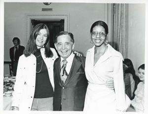 Carl Albert posing with Ceci Wolfe and Loise Butler., 1950-01-01 - 1976-12-31