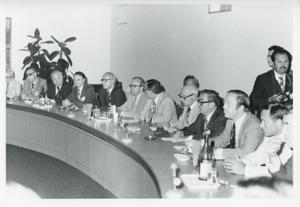 Group of men at the House delegation trip. August 1975, 1975-08-04