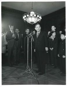 Carl Albert in various poses with the Shenyang Acrobatic Troupe. January 13, 1973, 1973-01-13