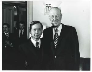 Carl Albert posing with Les Arends., 1950-01-01 - 1976-12-31