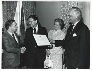 Carl Albert in various poses with unidentified people., 1950-01-01 - 1976-12-31