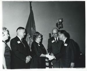 Carl Albert in various poses with unidentified people., 1950-01-01 - 1976-12-31