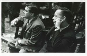 Carl Albert seated next to an unidentified man., 1950-01-01 - 1976-12-31
