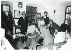 Carl Albert with others with the House delegation trip to USSR, Romania, Yugoslavia. August 1975, 1975-08-04 - 1975-08-29