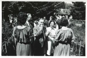 Carl Albert and Mary Albert with several people during the House delegation trip to USSR, Romania, Yugoslavia. April, 1975, 1975-08-04 - 1975-08-29