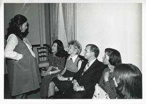 Jane England Lawton, Helen Newman Tuttle, Carl Albert, Cecil Wolfe, and others at Lawton&#39;s farewell party. March 8, 1974, 1974-03-08