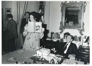 Jane England Lawton with Carl Albert at Verneil&#39;s birthday., 1950-01-01 - 1976-12-31
