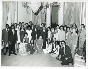 Carl Albert posing in a group photo. Names of individuals listed with photo., 1950-01-01 - 1976-12-31