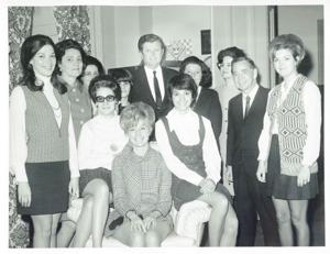 Edward M. Kennedy, Carl Albert, Jane England Lawton, and several other people posing for a picture., 1950-01-01 - 1976-12-31