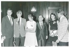 Carl Albert standing with Dewey Bartlett and others., 1950-01-01 - 1976-12-31
