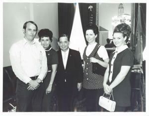 Carl Albert with the John Goodyear family on their visit to Washington, D.C. June 21, 1971, 1971-06-21