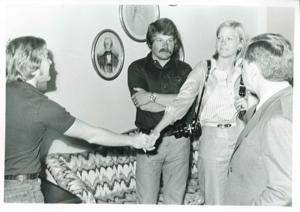 Carl Albert with Susan Ford and unidentified people., 1950-01-01 - 1976-12-31