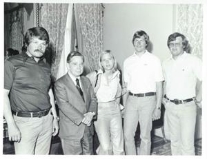 Carl Albert with Susan Ford and unidentified people., 1950-01-01 - 1976-12-31