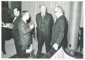 Carl Albert posing with Gerald R. Ford and Otto Passman., 1950-01-01 - 1976-12-31