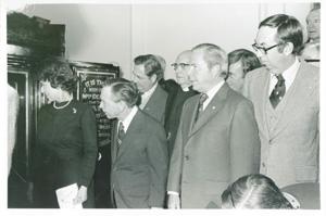 Lindy Boggs, Carl Albert, John Rhodes, and others at the Centennial Safe Opening Ceremony, 1950-01-01 - 1976-12-31