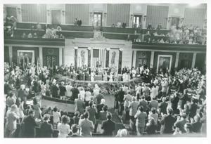 Hank Aaron speaking at the Flag Day Ceremonies on July 12, 1974, 1971-07-12