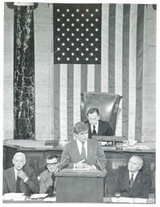 Jack Kemp speaking at the anniversary of the First Continental Congress. September 25, 1974, 1974-09-25