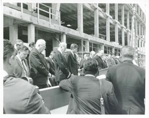 Carl Albert, Earl Warren, Wilbur Mills, John W. McCormack, John F. Kennedy at the dedication of the Rayburn building., 1950-01-01 - 1976-12-31