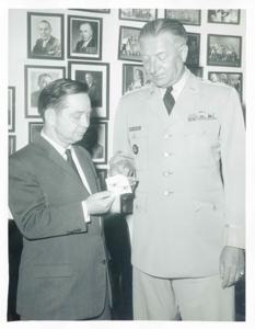 Carl Albert standing with unidentified men., 1950-01-01 - 1976-12-31