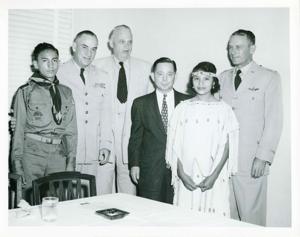 Carl Albert standing with unidentified men., 1950-01-01 - 1976-12-31