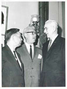 Carl Albert speaking with Arthur Goldberg and John W. McCormack., 1950-01-01 - 1976-12-31