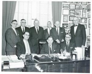 Carl Albert posing with unidentified men., 1950-01-01 - 1976-12-31