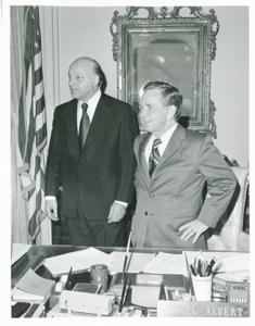 Carl Albert posing with four unidentified people., 1950-01-01 - 1976-12-31