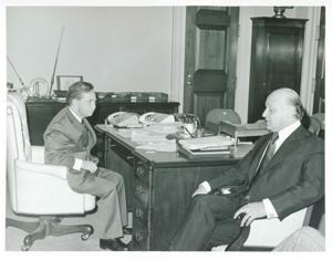 Carl Albert posing with four unidentified people., 1950-01-01 - 1976-12-31