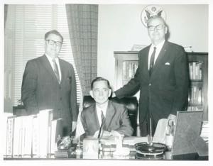 Carl Albert in various poses with unidentified people., 1950-01-01 - 1976-12-31